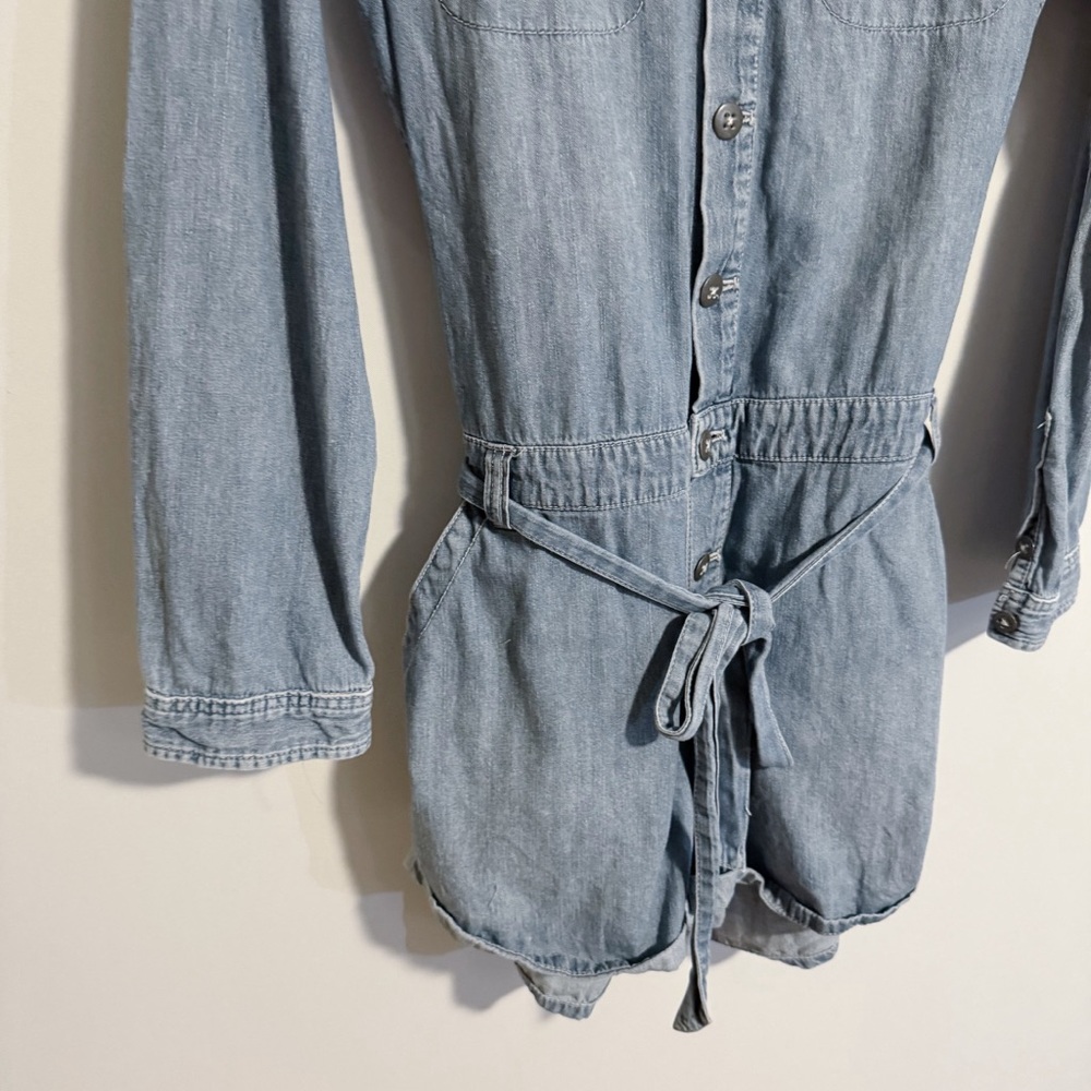 Free People - Long Sleeve Denim Romper - Picture 4 of 6